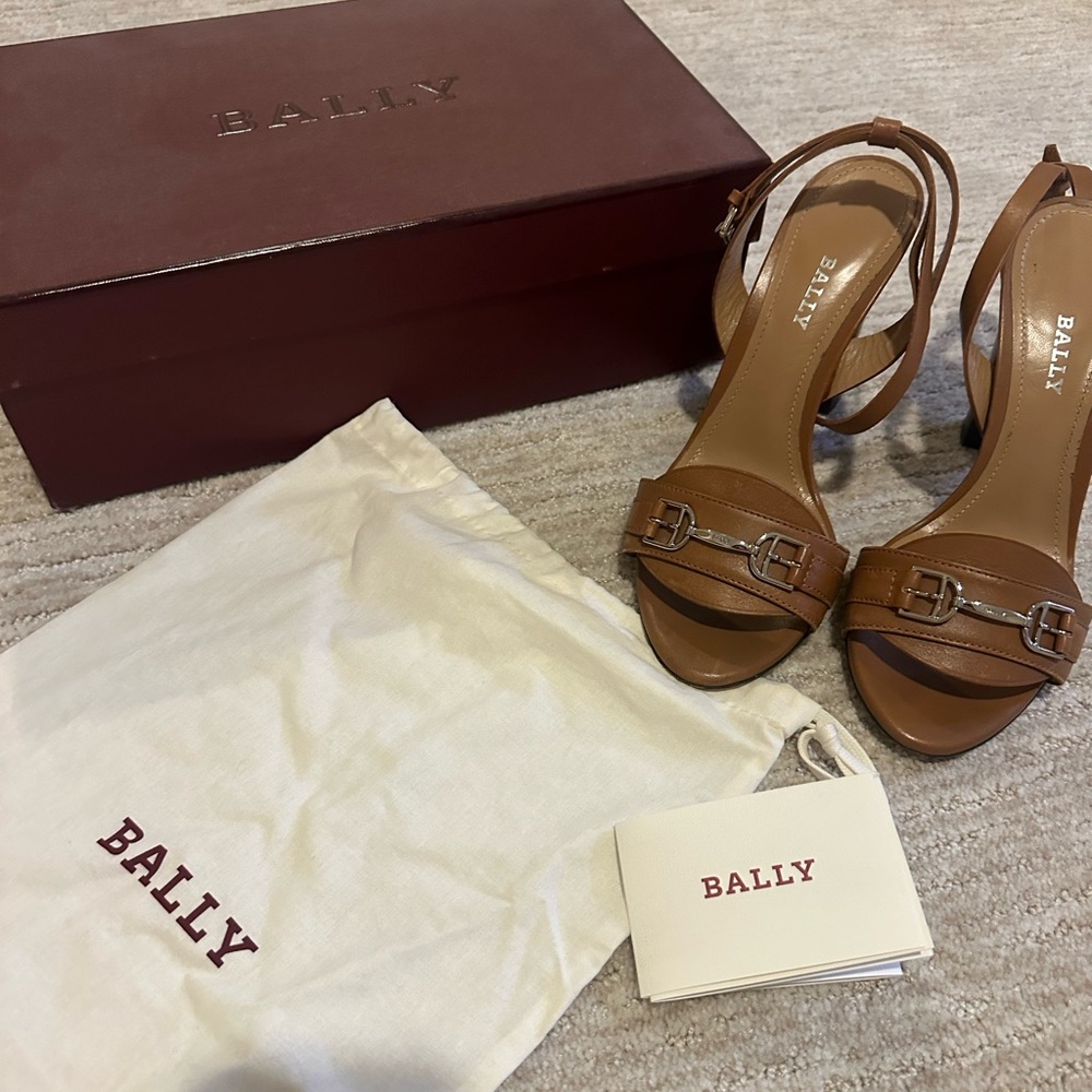 Bally Womens Brown Leather Sandal Heels